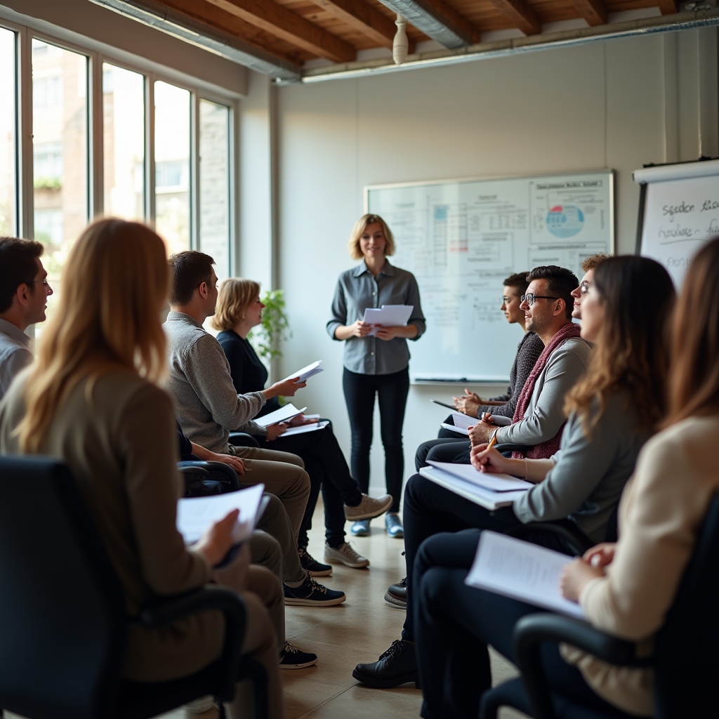 Group learning session for cooperative leaders at a training center